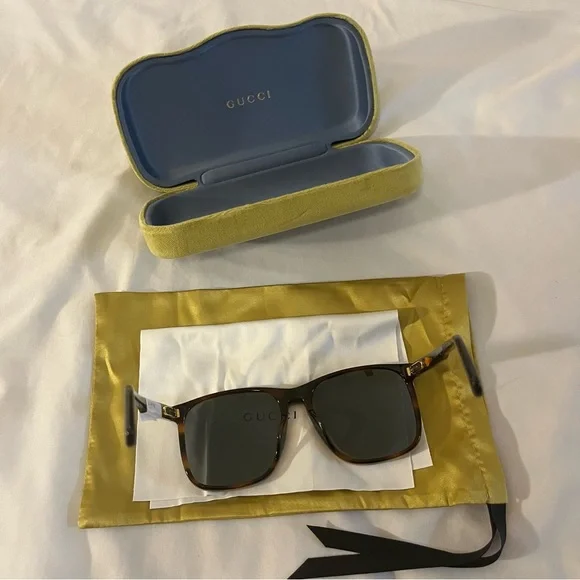 New Gucci Sunglasses Havana Gray 57-17-45 Unisex $455